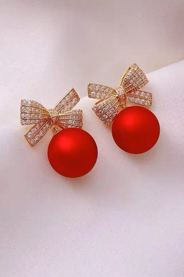 Women’s Bow Knot Rhinestone Ear Studs – Copper Design | THRILL