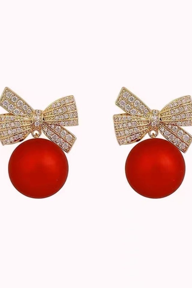 Women’s Bow Knot Rhinestone Ear Studs – Copper Design | THRILL