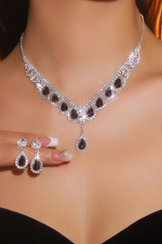 Women’s Black Rhinestone Jewelry Set – Elegant Droplet Design | THRILL