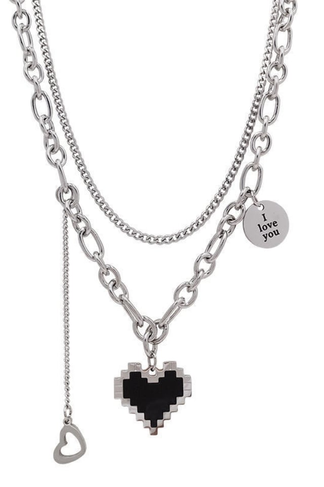 Women’s Black Mosaic Multi-Layer Necklace – Love Collarbone Design | THRILL