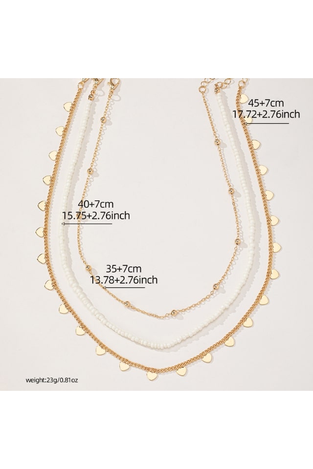 Women’s Three-Layer Heart Necklace – Classic Copper Alloy | THRILL
